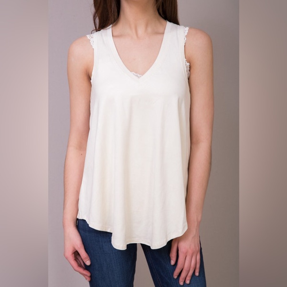 Z SUPPLY || Suede V-Neck Swing Tank in Ivory - SZ Medium